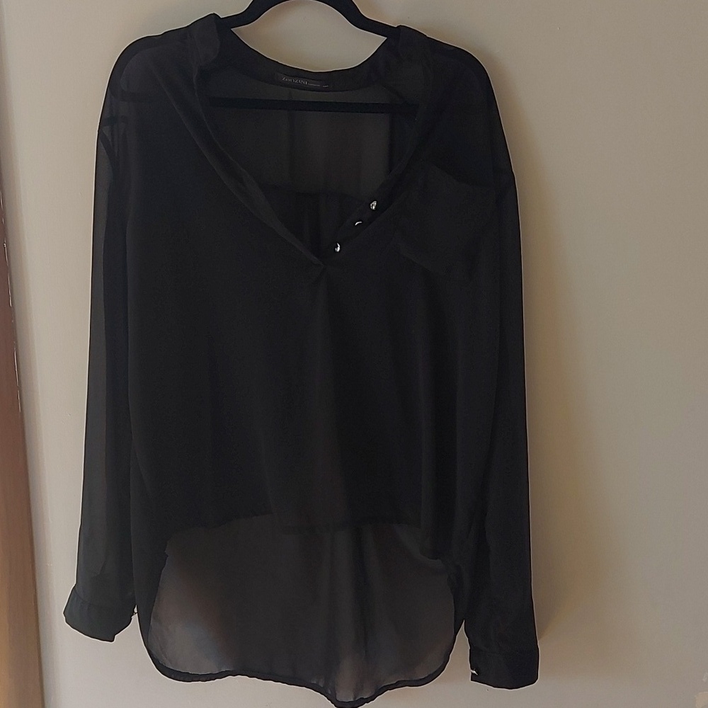 ZANZEA black sheer long sleeve 4xl